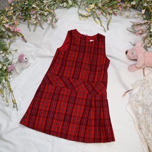 Girls Sleeveless Red Plaid Dress